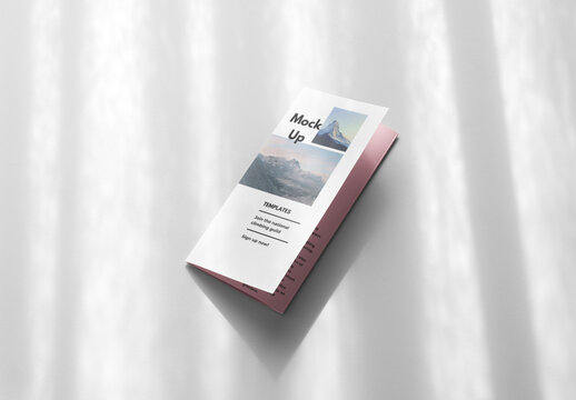Mockup of customizable A4 bi-fold closed leaflet against customizable background
