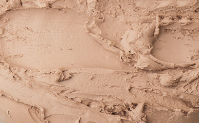 Chocolate ice cream, texture. Delicious ice cream texture background. Summer cooling desserts