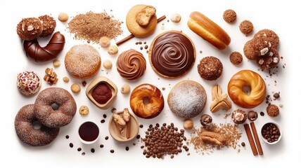 Composition with variety of baking products isolated  Generative AI