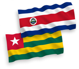 Flags of Togolese Republic and Republic of Costa Rica on a white background