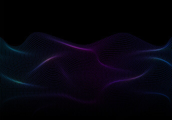 Magic background. 3d abstract sci-fi user interface concept with gradient dots and lines. Sparkle particles of wave. Glowing background with flowing particles.