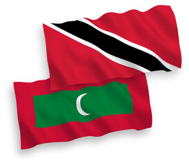 Flags of Republic of Trinidad and Tobago and Maldives on a white background