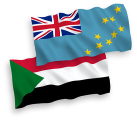 Flags of Tuvalu and Sudan on a white background