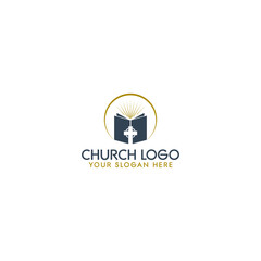 Church christian logo. Church and book logo isolated on white background