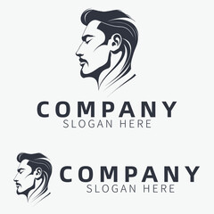 Handsome male figure head logo, men's clothing shop, clothing shop