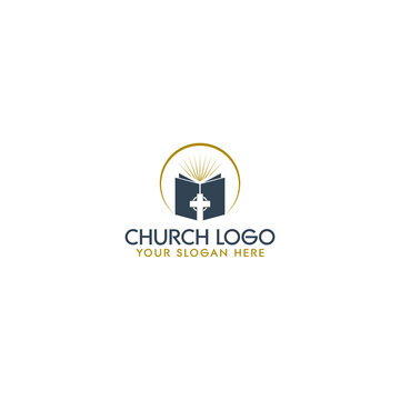 Church christian logo. Church and book logo isolated on white background