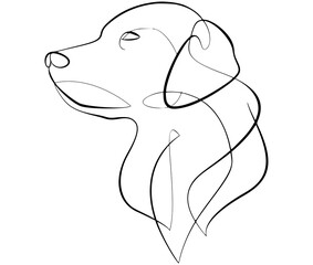 Side View Canine: Continuous Line Art Portrait of a Dog