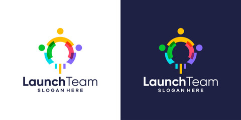 Teamwork logo design with colorful style logo design. Startup Launch and team human unity design graphic vector illustration. Symbol, icon, creative.
