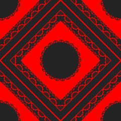 Vector two color red black seamless pattern for fabric design, geometry