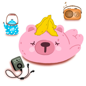 Various of cute bear happy note book radio hot water sound characters
