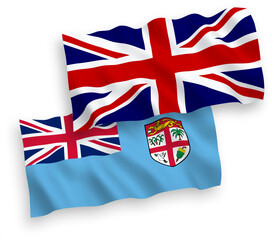 Flags of Great Britain and Republic of Fiji on a white background
