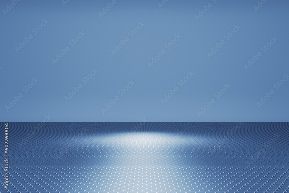 Poster creative digital blue background with reflections and mock up place. 3d rendering.