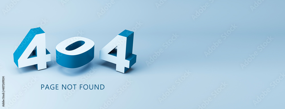 Leinwandbilder 404 page not found error concept with 3d digits on blue background, 3D Rendering
