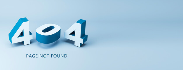 404 page not found error concept with 3d digits on blue background, 3D Rendering