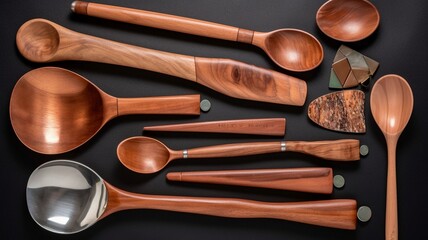 different spoons wooden Generative AI
