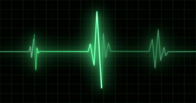 Green glowing heart pulse on a display