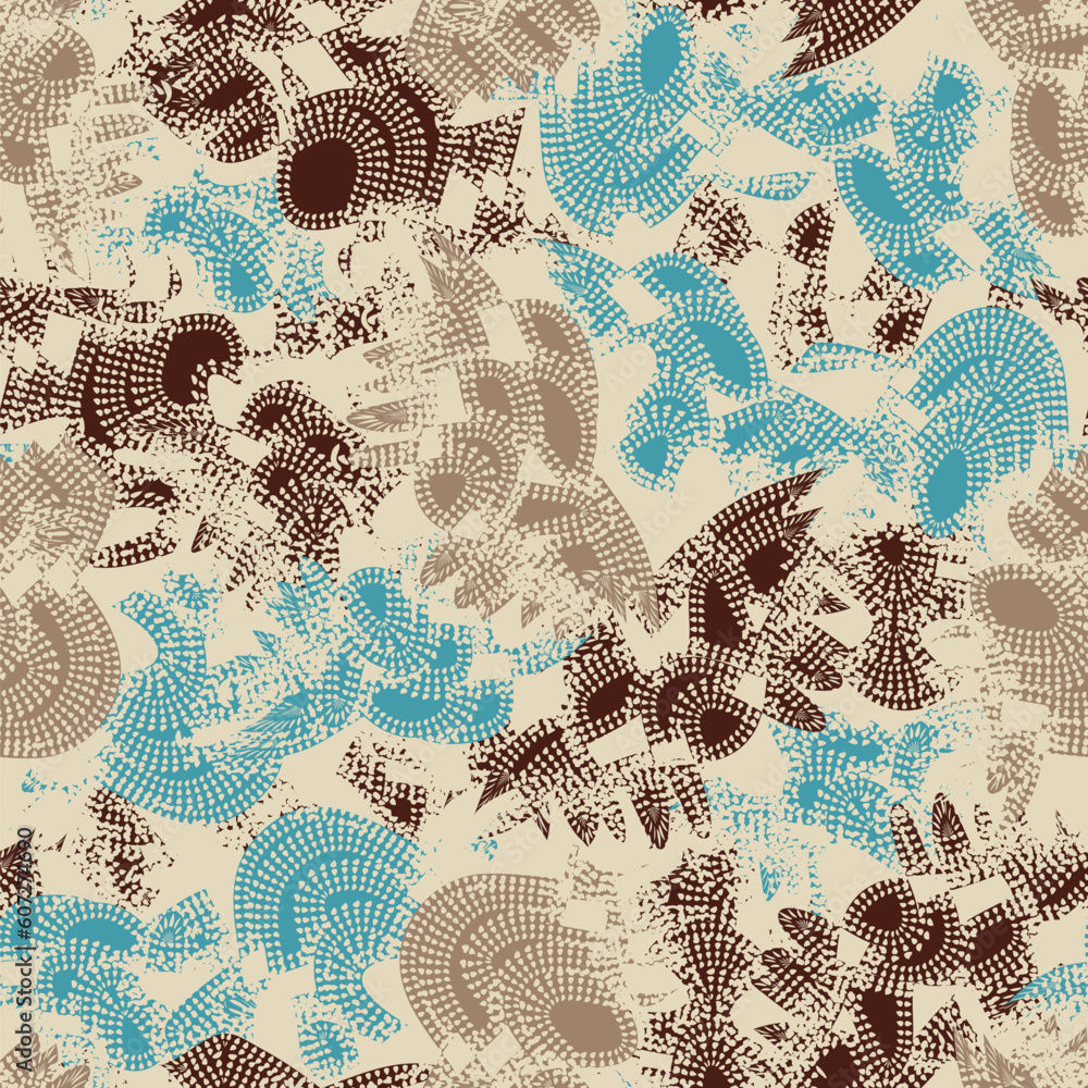 Poster seamless abstract geometric pattern depicting various curved elements