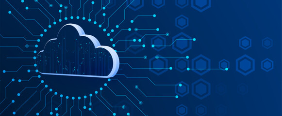 Cloud technology. Integrated digital web concept background
