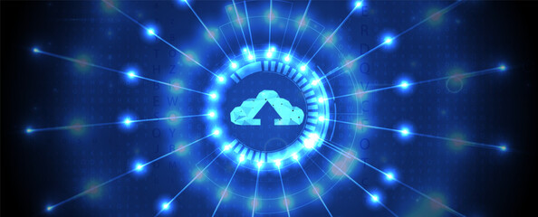Cloud technology. Integrated digital web concept background