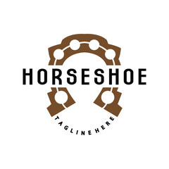 Horseshoe Logo, Cowboy Horse Vector, Icon Design Symbol Template