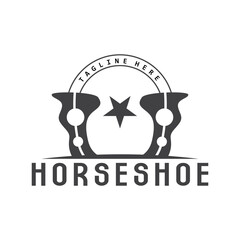 Horseshoe Logo, Cowboy Horse Vector, Icon Design Symbol Template