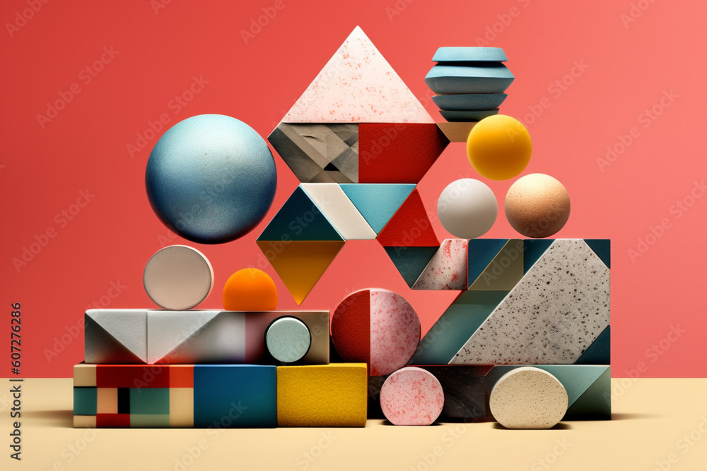 Aufkleber a collage artwork combining cut-out geometric shapes and textures, creating a visually layered and t