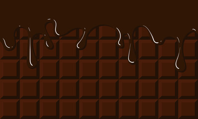 A pattern of dark chocolate bars with a smudge on top. Milk dark chocolate, bitter chocolate. Seamless background for printing on textiles and paper. Gift wrapping for the holiday. World Chocolate Day