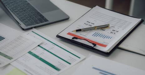 african american business woman working in her office accountant concept finance analysis business report graph chart financial financial chart corporate economy, banking, market research