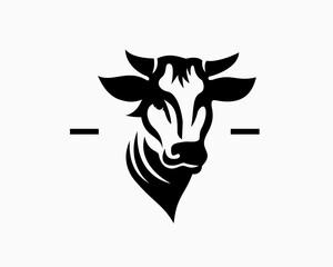 bull cow head front view logo template illustration inspiration