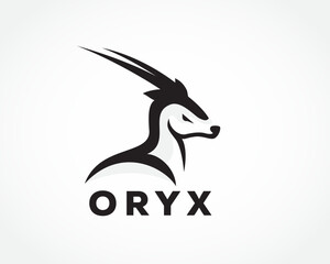 oryx head bold line art style back view logo design template illustration inspiration