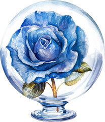 luxury blue roses watercolor isolated