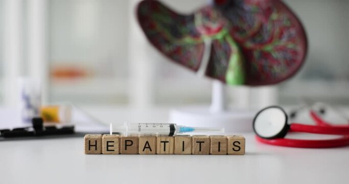 Syringe model of liver and hepatitis treatment in clinic. Inflammatory liver diseases - Powered by Adobe