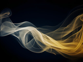 Texture of yellow and white smoke. Abstract yellow and white smoke on a black background. Steam texture. Generative AI