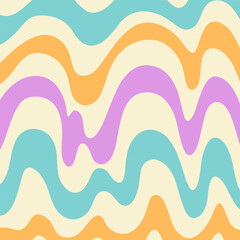 Retro Groovy Background, Trendy 70s Wavy Pattern