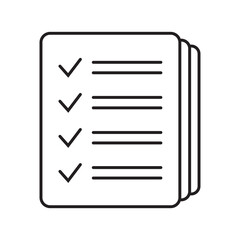 Checklist vector icon in line art style. Document icon, questionnaire icon. Text document vector icon, design element.