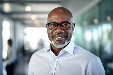 business businessman office mature middle aged meeting man portrait corporate manager black, created using generative ai technology