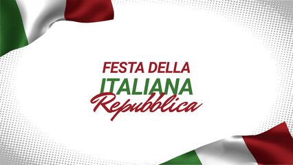 Italy republic day greeting card, banner with template text vector illustration. Italian memorial holiday 2nd of June design element with 3D flag 