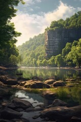 River in the forest Arkansas, USA, Travel, Poster