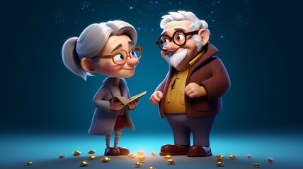 Grandparents day cartoon 3d July 23 Generative AI