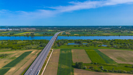 Fototapeta na wymiar Aerial drone photo of Bridge on the River Vistula. Poland