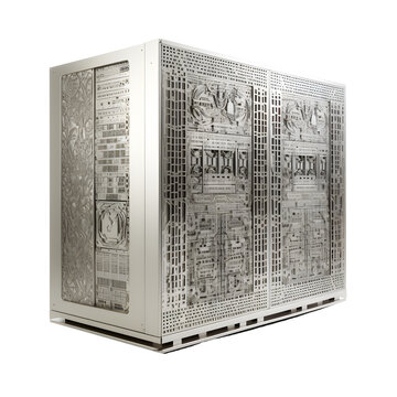 Gray large Modern Super Computer on transparent background. Png file. generative ai
