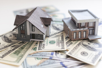 Miniature paper house with money