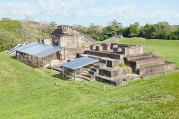 Fototapeta na wymiar The elaborate ruins of Comalcalco in Tabasco, Mexico, is the western-most Mayan city and the only ever built of brick
