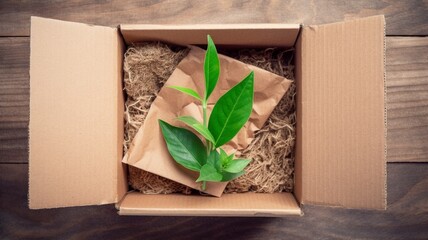 Cardboard box from recyclable organic materials Generative AI