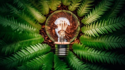 Fototapeta na wymiar Eco lightbulb from green leaves Generative AI