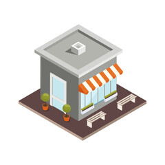 Isometric Storefront House Composition