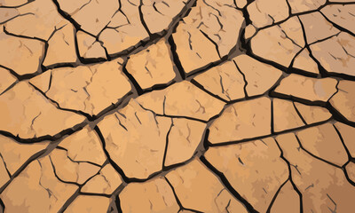 Dry and broken brown soil vector background , cracked earth soil ground texture