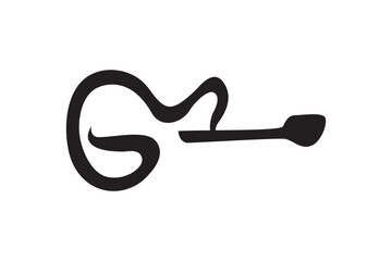 letter G and guitar logo design concept