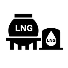 LNG tank and LNG storage silhouette icon. Vector.