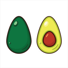 Fresh vector avocado illustration on white background